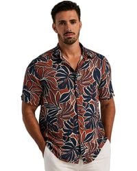 Cubavera - Tropical Print Point Collar Short-sleeve Button-up Shirt - Lyst