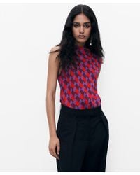 Mango - Draped Collar Printed Blouse - Lyst
