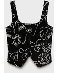 Mango - Floral-print Linen Suit Vest - Lyst