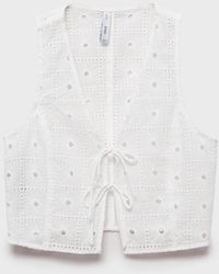 Mango - Bows Detail Embroidered Cotton Vest - Lyst