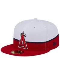 KTZ - Red/white Los Angeles Angels Paint Stroke 59fiftyâ Fitted Hat - Lyst
