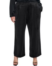 Calvin Klein - Plus Size Pleat Front Velour Wide-leg Pull-on Pants - Lyst