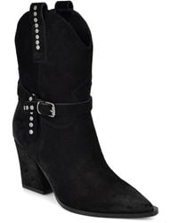 Nine West - Weslie Suede Block Heel Western Booties - Lyst