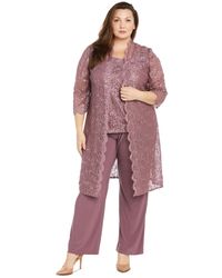 R & M Richards - 3-pc. Plus Size Sequined Lace Pantsuit & Shell - Lyst