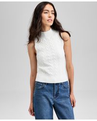 And Now This - Mock-neck Cable-knit Sweater Tank Top - Lyst