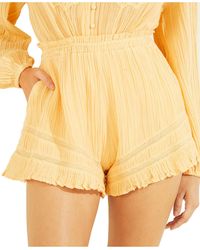 Guess Lensie Lace-trim Shorts - Yellow
