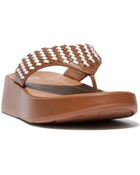 Fitflop - F-mode Woven-leather Flatform Toe-post Sandals - Lyst