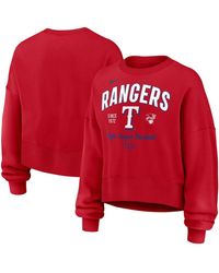 Nike - Atlanta Braves Oversized Long Sleeve Cropped Pullover Sweatshirt - Lyst
