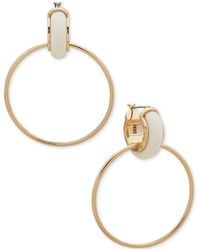 DKNY - Gold-tone Large Ring Charm Color Tubular Hoop Earrings - Lyst