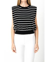 Endless Rose - Stripe Sleeveless Pleated Knit Top - Lyst