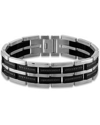 Macy's 1 Carat Black Diamond 8 1/2" Bracelet In Stainless Steel And Black Ion Plating