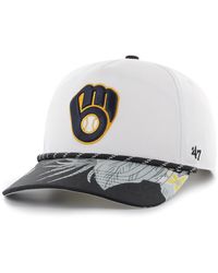 47 Brand Milwaukee Brewers Gold Rush Snapback Cap in White for Men