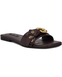 Nine West - Missj Buckle Slip-on Flat Sandals - Lyst