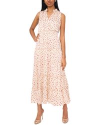 1.STATE - Printed Tie-neck Tiered Maxi Dress - Lyst