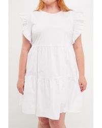English Factory - Plus Size Ruffled Babydoll Mini Dress - Lyst