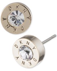 DKNY - Logo Crystal Ring Stud Earrings - Lyst