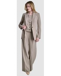 DKNY - Pinstripe Notch Collar Blazer Pinstripe Button Front Vest Mid Rise Straight Fit Pants - Lyst