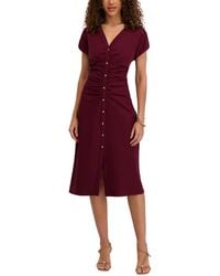 Kensie - V-neck Short-sleeve Midi Shirt Dress - Lyst