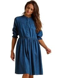 Brakeburn - Icylyn 3/4 Sleeve Round Neck Midi Dress - Lyst