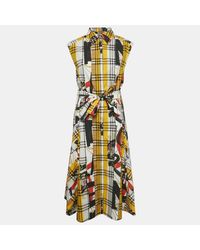 Pre-owned Burberry - Multicolor Archive Scarf Print Check Cotton Shirt Dress - Lyst
