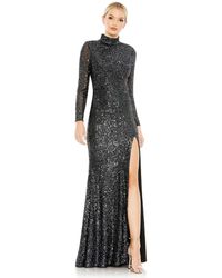 Mac Duggal - Ieena Sequined High Neck Long Sleeve Lace Up Gown - Lyst