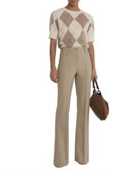 Reiss - Sofia Flared Twill Seam-detail Pants - Lyst
