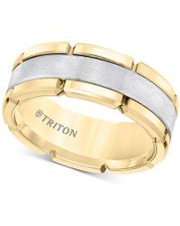 Triton Comfort-fit Band (8mm) In Yellow & White Tungsten Carbide, Also Available In Rose & Black And Rose & White Tungsten - Metallic