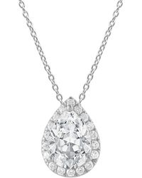 Badgley Mischka - Lab Grown Diamond Pear & Round Halo 18" Pendant Necklace (1-1/5 Ct. T.w. - Lyst