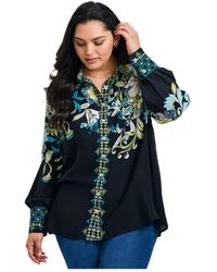 Avenue - Plus Size La Luna Button Down Shirt - Lyst
