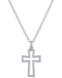 Macy's - Diamond Open Cross 18" Pendant Necklace (1/4 Ct. T.w. - Lyst