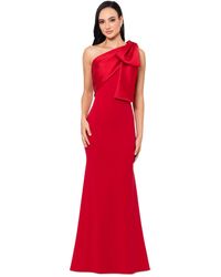 Betsy & Adam - Bow-trimmed One-shoulder Gown - Lyst