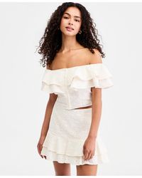 Guess - Sade Ruffled Cotton Off-the-shoulder Top - Lyst