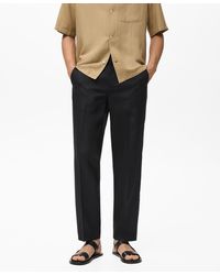 Mango - Linen And Lyocell Blend Straight-leg Pants - Lyst
