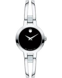 Movado - Swiss Amorosa Diamond-accent Stainless Steel Bangle Bracelet Watch 24mm - Lyst