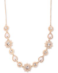 Marchesa - Gold-tone Crystal & Imitation Flower Statement Necklace - Lyst