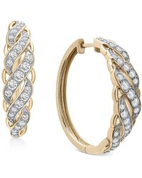 Wrapped in Love ? Diamond Swirl Small Hoop Earrings (1 Ct. T.w.) In 10k Gold, Created For Macy's - Metallic