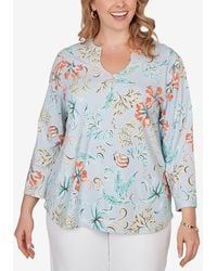 Ruby Rd. - Plus Size Embellished Oceania Floral Knit Top - Lyst