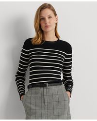 Lauren by Ralph Lauren - Striped Crewneck Sweater - Lyst