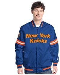 Starter - Blue/orange New York Knicks Scout Full Snap Varsity Jacket - Lyst
