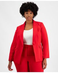 Tahari - Plus Size Long-sleeve One-button Blazer - Lyst