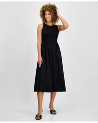 Anne Klein - Sleeveless Mixed Media Midi Dress P Xxs Xl - Lyst