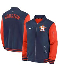Nike - Navy/orange Houston Astros Authentic Collection Dugout Full-zip Bomber Jacket - Lyst