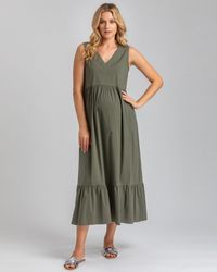 PIETRO BRUNELLI MATERNITY - Maternity V-neck Poplin Waterlily Maxi Dress - Lyst