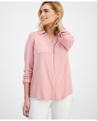 Style & Co. - Petite Button-front Long-sleeve Knit Shirt - Lyst