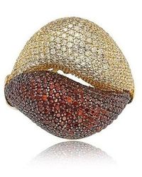 SUZY LEVIAN NEW YORK - Suzy Levian Sterling Silver Cubic Zirconia Pave Double Puff Ring - Lyst
