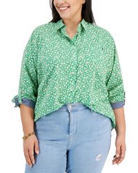 Tommy Hilfiger - Plus Floral Print Point-Collar Button-Down Top - Lyst