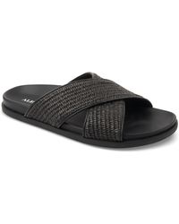 Alfani Whitter Faux-raffia Crossed Strap Sandals, Created For Macy's - Black