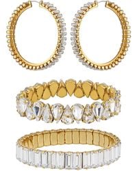 Guess - 2-pc. Glass Stone Gold-tone Hoop Earrings And Bracelet Gift Set - Lyst
