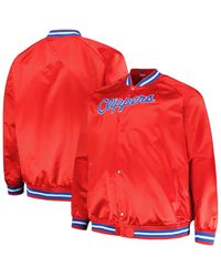 Mitchell & Ness - La Clippers Hardwood Classics Throwback Wordmark Raglan Full-snap Jacket - Lyst