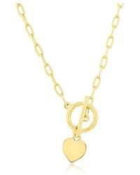 Simona - Sterling Silver Heart Charm Paperclip toggle Necklace - Lyst